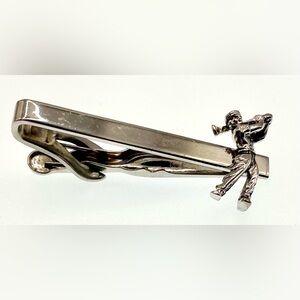 Vintage Signed Swank Silver Tone Golf Golfer Tie Clip
